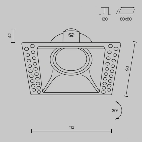 Встраиваемый светильник под гипсокартон Dot GU10 1x50Вт Maytoni Technical DL042-01-SQ-B (220V)