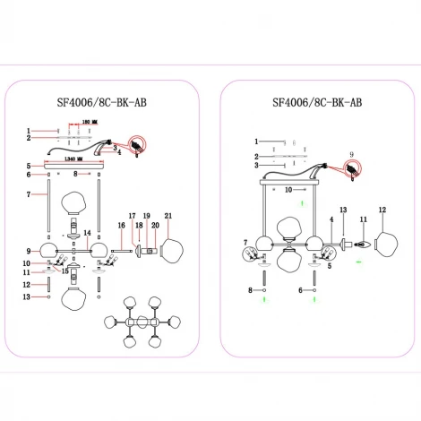 Потолочная люстра Seven Fires Marradi SF4006/8C-BK-AB