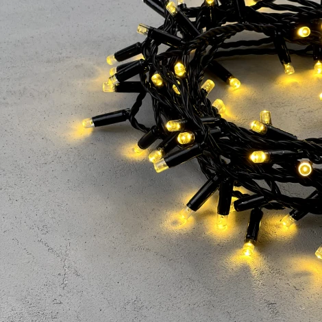 Гирлянда Нить с колпачком 10м золотой, 100 LED, провод черный ПВХ, IP65 Laitcom PST100CAP-11-2GL