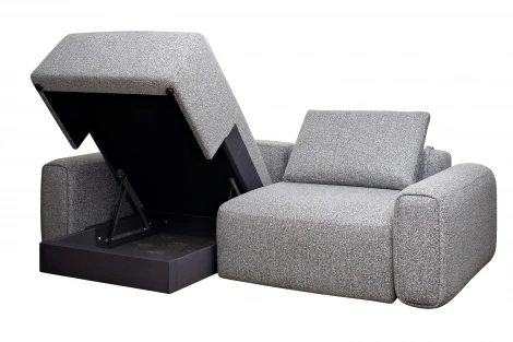 Диван трехместный Turin(2 секции) с канапе и мех черно/серый Santo1606 255*163,5**68см Garda Decor