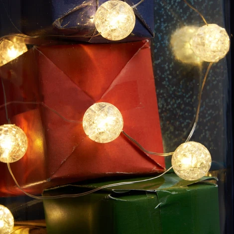 Светодиодная гирлянда линейная Лед шарики статичная 3м + 0.3м 2700K с питанием от батареек Feron CL565 48611