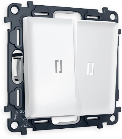 Комплект механизма Ambrella Volt 2-клавишного проходного выключателя с подсветкой 5600K ALFA MA124035 Белый матовый QUANT