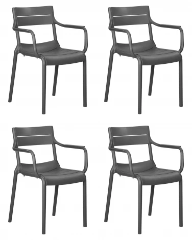 Набор 4 шт стул обеденный DOBRIN TIM ARM (темно-серый (GR-04))
