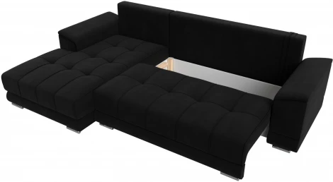 Диван угловой НордСтар левый угол (Черный/Микровельвет) Лига Диванов арт.121117L