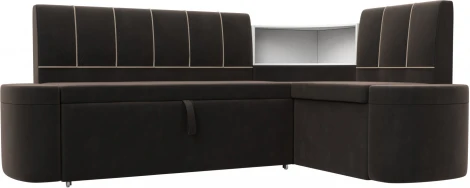 Диван кухонный угловой Тефида правый угол (Коричневый,Бежевый/Велюр) Лига Диванов арт.126142