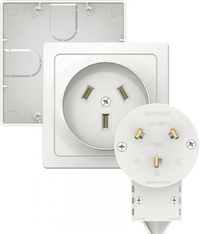 Комплект: розетка с вилкой для электроплиты 32А (белый) Systeme Electric W59 SK32-351-18