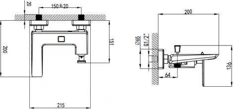 Смеситель Bien Lucca BB01012102 для ванны с душем