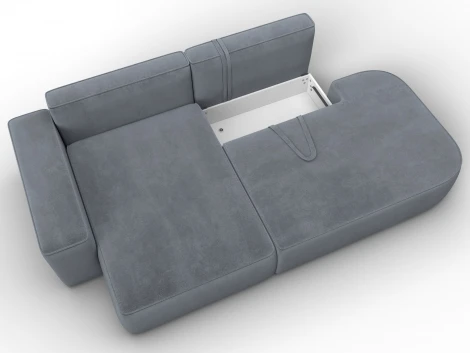 Диван угловой Лига-065 угол левый (ДСП/Пластик/Велюр/Серый) Лига Диванов 129809L