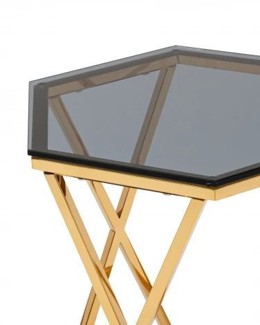 Журнальный столик Stool Group Круз 48*42 стекло smoke сталь золото УТ000036340