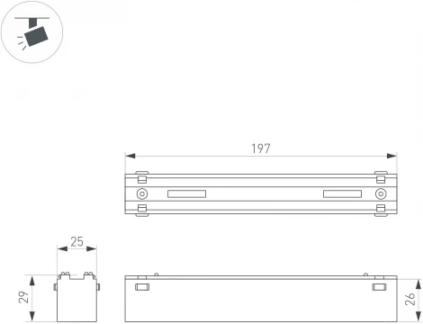 Трековый светильник магнитный Downlight MAG-VIBE-LASER-L197-12W Day4000-MIX (BK, 24 deg, 48V, TUYA Zigbee) (Arlight, IP20 Металл) 044189 (LED, управление смартфоном, умный дом - Tuya Smart)
