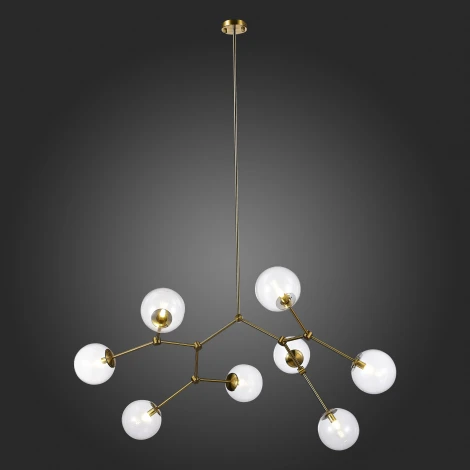 Потолочная люстра на штанге ST Luce Chieti SL1506.203.08 Золотистый/Прозрачный E14 8*40W (220V, шарики, молекулы)