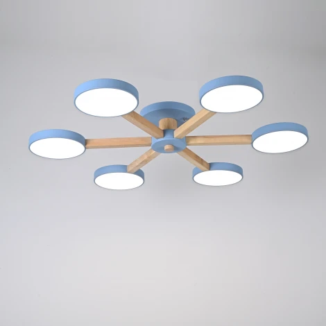 Потолочная люстра Wi-Fi на штанге Turna 6 Blue By ImperiumLoft Turna01 (LED, 220V, пульт управления, голосовое управление, умный дом - Алиса)