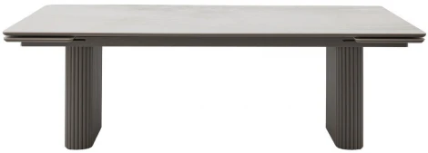 Стол АДАЖИО 240 (320) см ЭЛЛИПС цвет ОНИКС (VARESE ONICE), керамика / Латте каркас M-City 64581