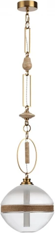 Подвесной светильник Odeon Light Krema 5441/1C сатинированн.латунь/прозрачн./металл/стекло/травертин/веревка G9 LED 6W (220V, подвески, на цепи)