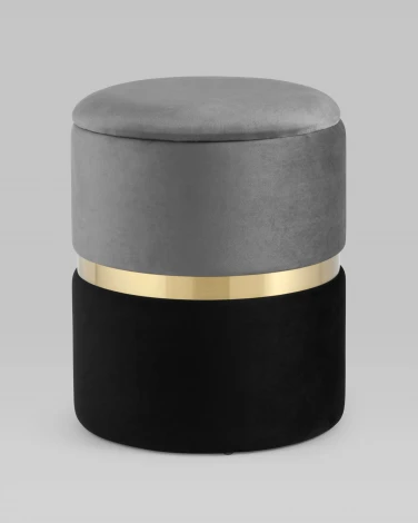 Пуф Кэрри с ящиком велюр серо-черный УТ000025555