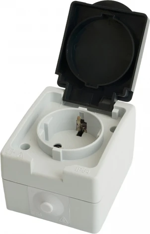 Розетка с заземлением и защитной крышкой (серый,графит) Stekker Велена 32755