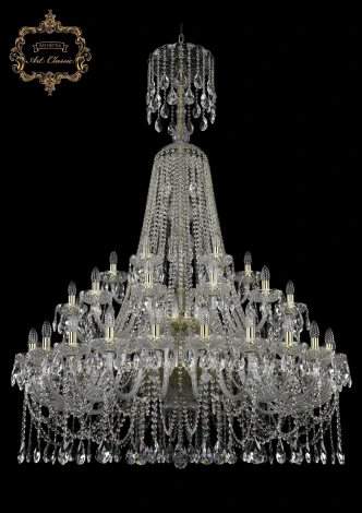 Подвесная большая люстра Art Classic 11.12 11.12.24+12+6.460.2d.XL-180.Gd.Sp (220V, хрусталь, на цепи, подсвечник, свеча)