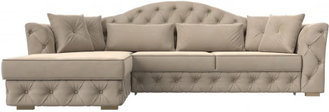 Диван угловой Артис левый угол (Бежевый/Велюр) Лига Диванов арт.121585L