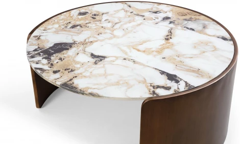 Стол журнальный ESF CT3095CL (D90) белая керамика /бронзовый/Керамика,Металл