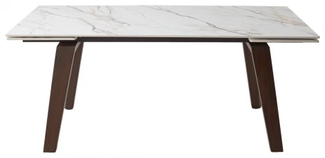 Стол БЭТИС (BETIS) 180 цвет МРАМОР (MATTE GILDED WHITE SOLID CERAMIC) / Орех (WALNUT), ®DISAUR M-City 64667