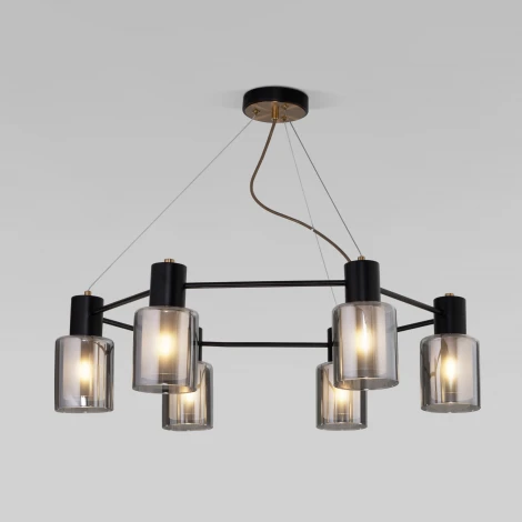 Подвесная люстра Eurosvet Notion 70219/6 черный/античная бронза (220V, на тросе)
