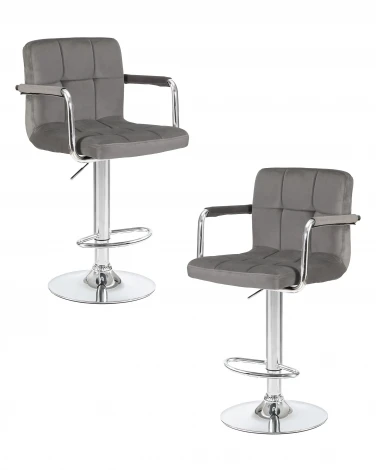 Набор 2 шт стул барный DOBRIN KRUGER ARM (серый велюр (MJ9-75))