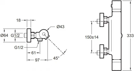 Термостат Jacob Delafon Rivoli E24325-CP для ванны с душем