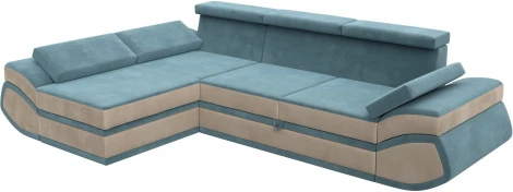Диван угловой Лига-032 левый угол (Бирюзовый,Бежевый/Велюр) Лига Диванов арт.121644L