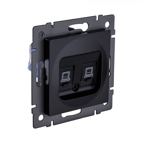 Розетка двойная Ethernet RJ45 черный Kollinger REA-019BK для Aspekt, Eleganz, Reflex