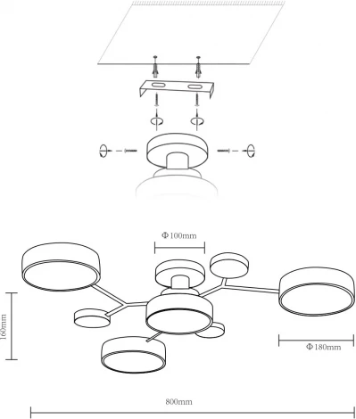 Потолочная люстра на штанге Velante 446-007-04 (LED, 220V, круглые)