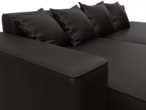 Диван угловой Лига-065 угол левый (ДСП/Пластик/Экокожа/Коричневый) Лига Диванов 129803L