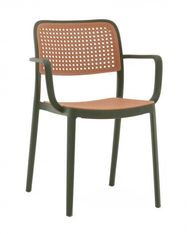 Стул Yona пластиковый с подлокотниками зелёный Stool Group арт.УТ000040845