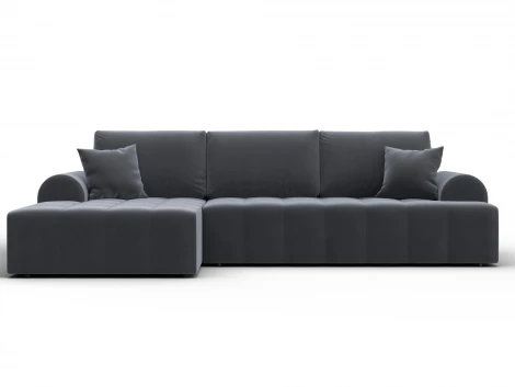 Диван угловой Лига-080 угол левый (ДСП/Пластик/Велюр/Серый) Лига Диванов 134748L