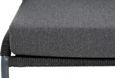 "Милан" диван 2-местный плетеный из роупа, каркас алюминий темно-серый (RAL7024) муар, роуп темно-серый круглый, ткань темно-серая 027 4SIS арт.УТ-00006846