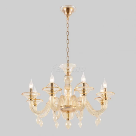 Люстра подвесная Crystal Lux Caetano, 8 ламп, золото с янтарным