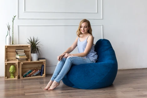 Кресло мешок Dreambag Груша Синий Микровельвет (XL, Классический) 5012821