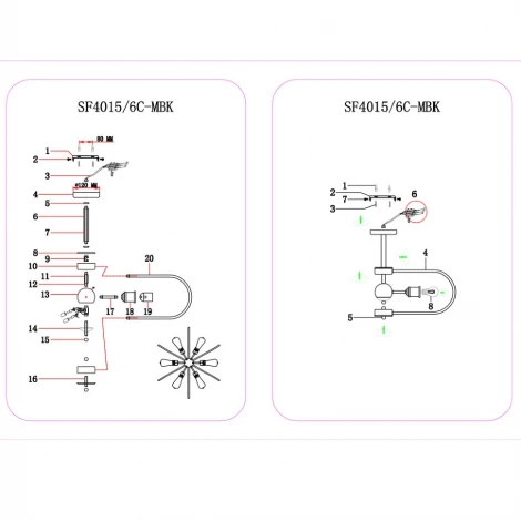 Потолочная люстра Seven Fires Merone SF4015/6C-MBK
