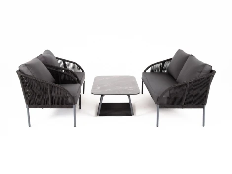 Лаунж-зона 4-местная плетеная из роупа (веревки), цвет темно-серый 4SIS Канны KANS2C2T-4-SET D-gray