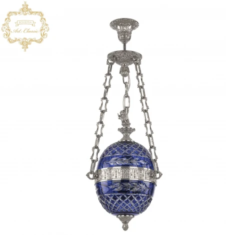 Подвесной светильник Art Classic 34.10 34.1000P.20.Ni.Clear-Blue.H-1J.FA3S (220V, на цепи, шар, ангелы)