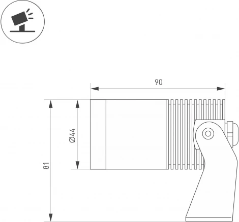 Светильник ALT-RAY-R44-8W Warm3000 (DG, 33 deg, 230V) (Arlight, IP67 Металл) 037787