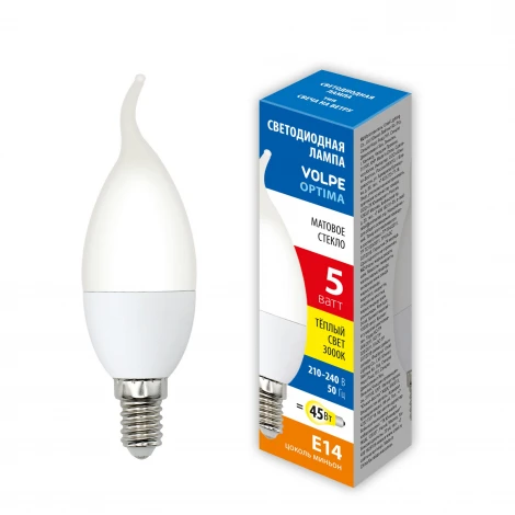 Лампочка светодиодная Volpe LED-CW37-SLS LED-CW37-5W/3000K/E14/FR/SLS