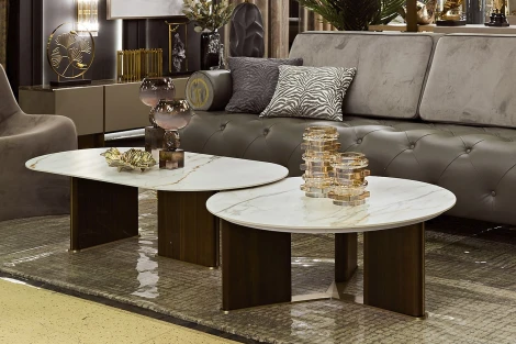 Стол журнальный овальный иск.камень белый 130*65*38см Garda Decor арт.76AR-501L-STOL/ZH