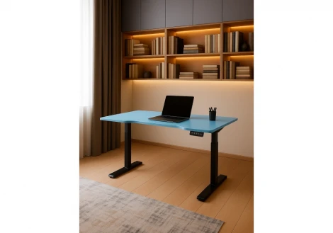 Компьютерный стол Notta Маркос 140х80 голубой / черный