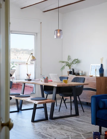 Банкетка La Forma (ex Julia Grup) Alaia (Черный/ Металл,Акация,Сталь,Дерево)