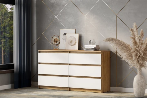 Комод Арника с ящиками 1,38м Денвер, Дуб золотой, Белый