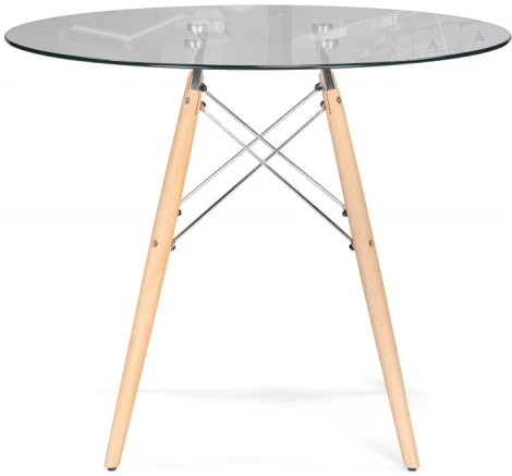 Стеклянный стол Woodville PT-151 90х90х76 clear glass / wood 15487