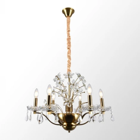 Подвесная люстра Lussole Rains LSP-6011 (220V, хрусталь, на цепи, подсвечник, свеча)