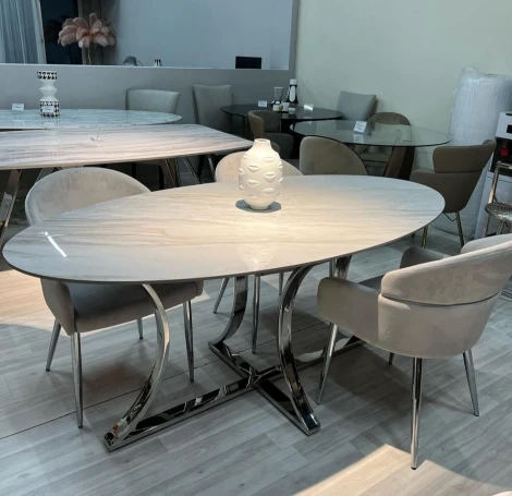 Стол обеденный IST-CASA Тренди DT-2889A, 180х90х75 см, белый мрамор