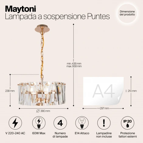 Подвесная люстра Maytoni Puntes MOD043PL-04G