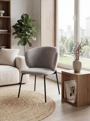 Стул БЕЛЛА, цвет H-09 Светло-серый, велюр / черный каркас M-City 64807